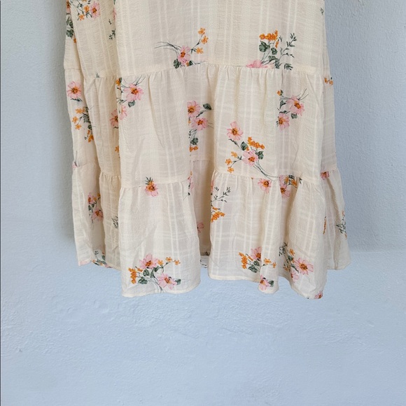 Lily Rose ivory pink floral ruffle cap spaghetti strap sweetheart midi dress XL - Picture 5 of 15